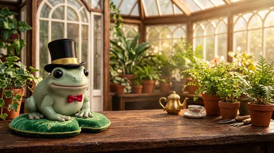 A Frog Wearing a Tiny Top Hat